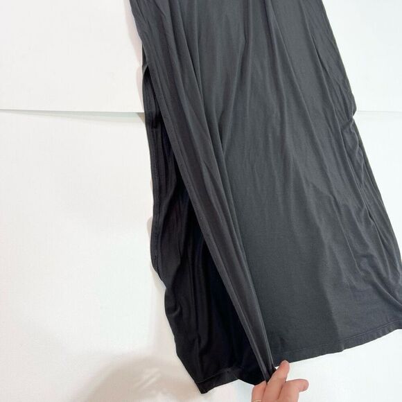 Athleta Tank Dress Womens Medium Gray Maxi Sleeveless Side Slit Crew Neck - Picture 7 of 9